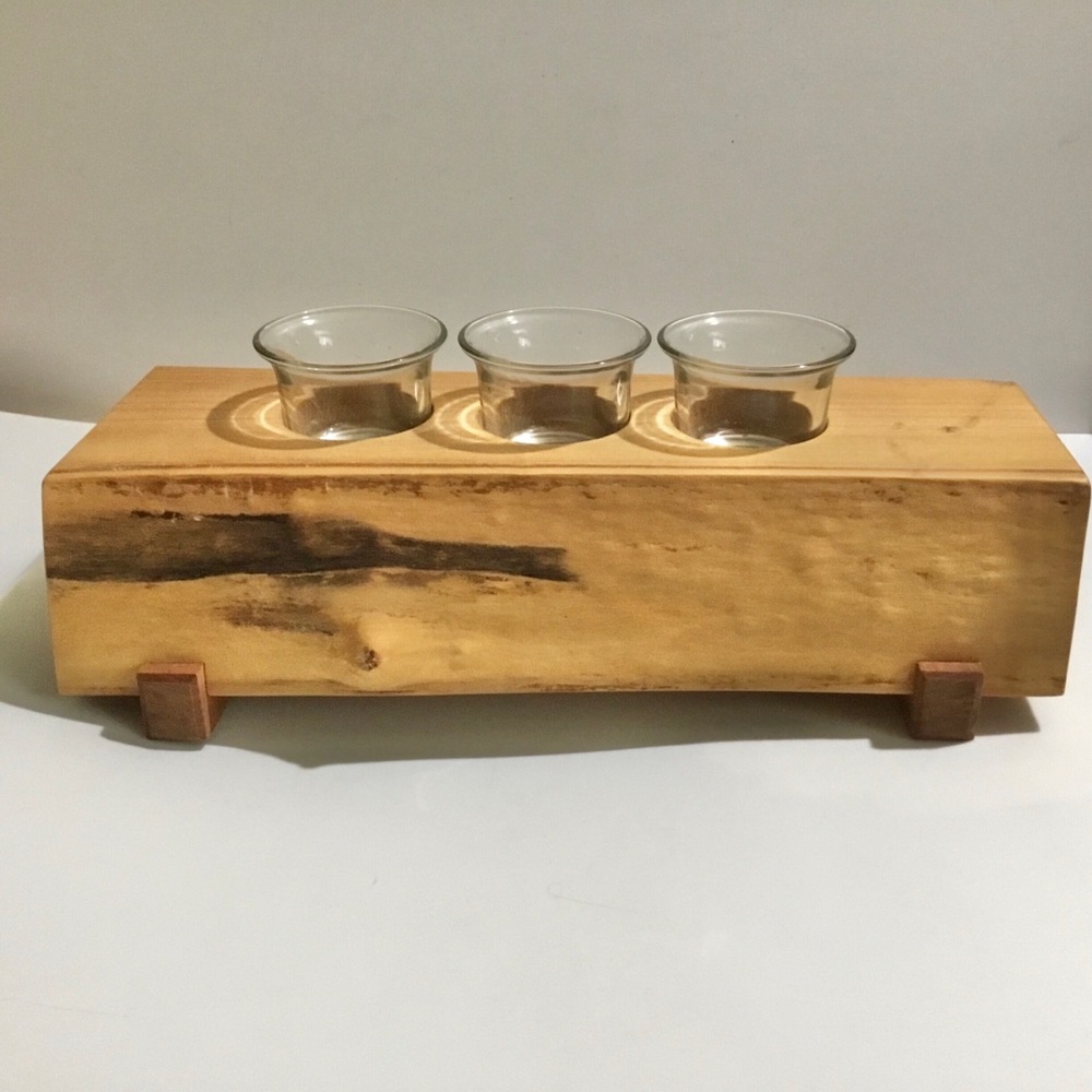 Handmade West Coast Carver Don Bastian votive candle holder